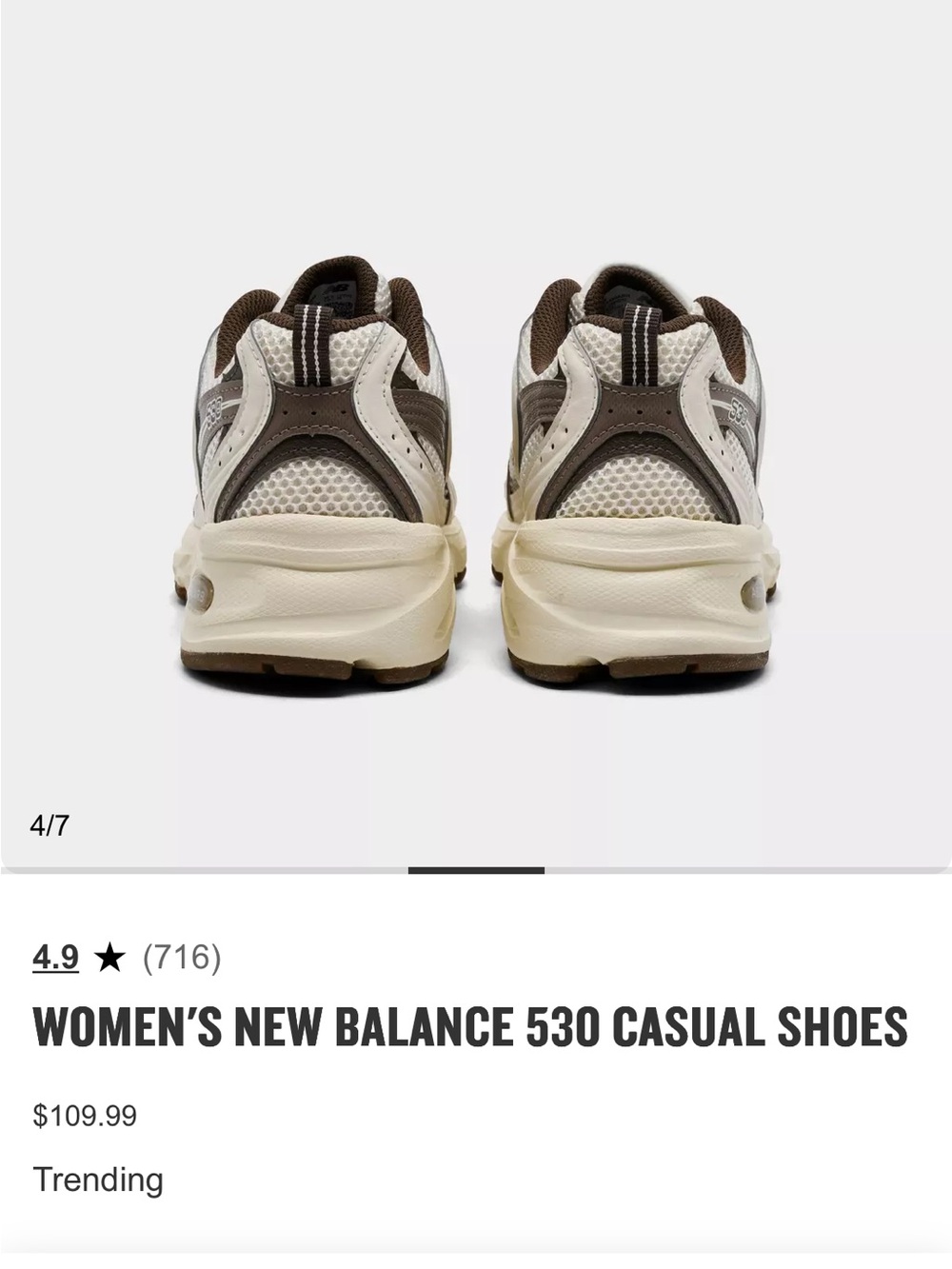New Balance 530 Casual Shoes Turtledove/Angora/Mushroom women’s Sz 9.5 - Picture 4 of 10